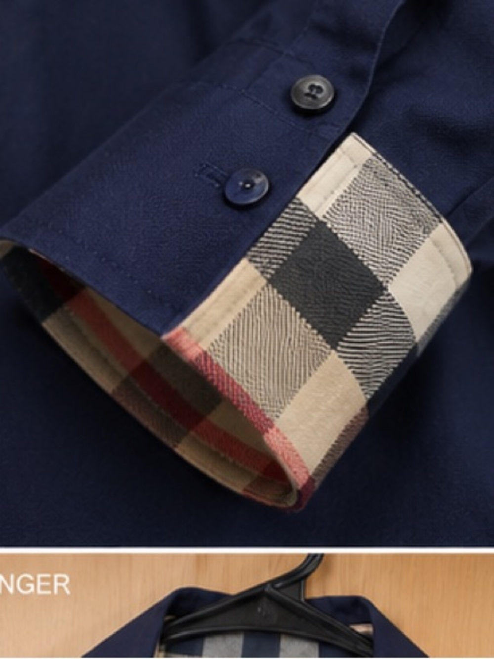 Burberry Navy Long-Sleeve Dress Shirt with Contrast Trim - Picture 4 of 8